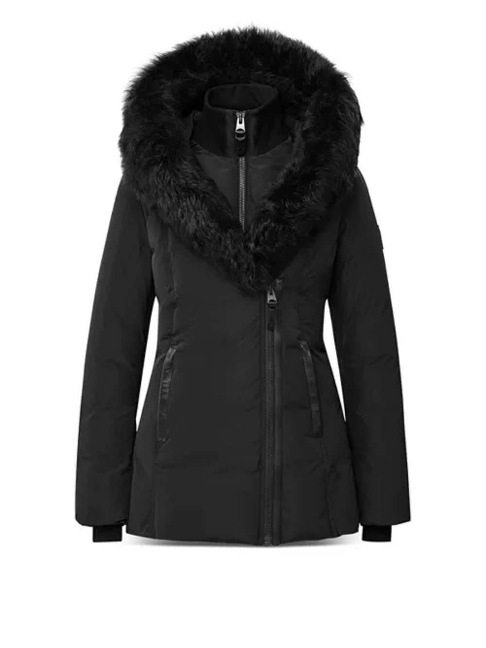 Mackage Black Faux-Fur Trim Puffer Parka Jacket - Women